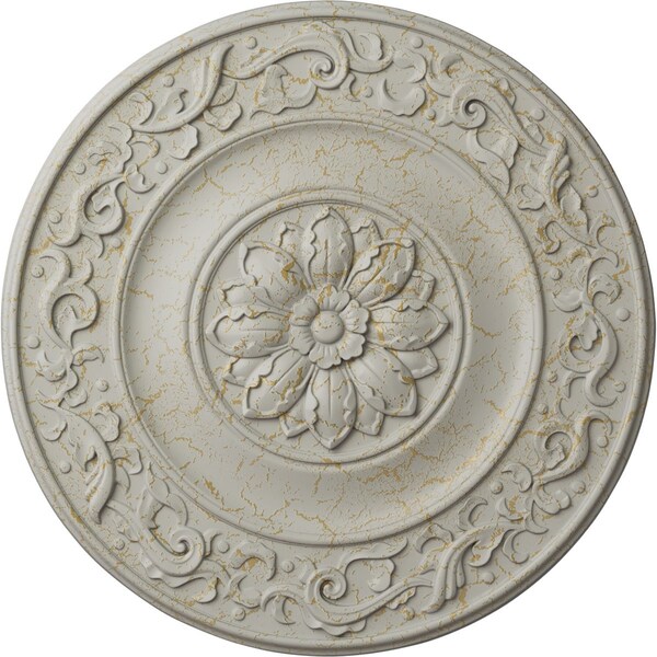 Ekena Millwork Milan Ceiling Medallion, Hand-Painted Pot of Cream Crackle, 47 5/8"OD x 2 3/4"P CM47MIPCC - main